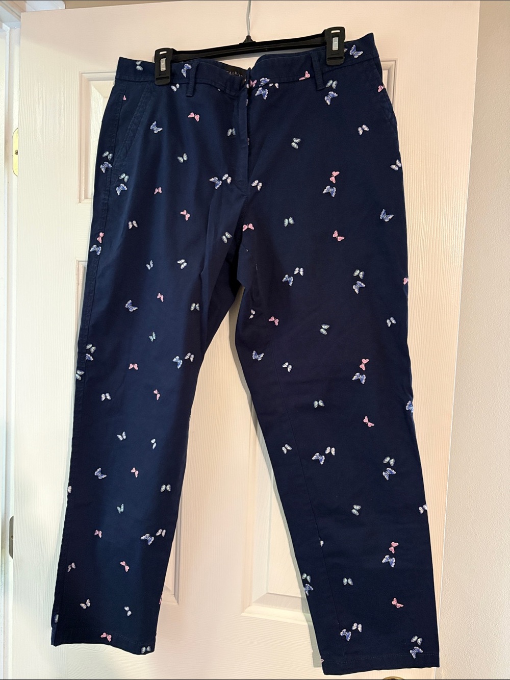 Talbots Navy Relaxed Chino with Embroidered Butterflies